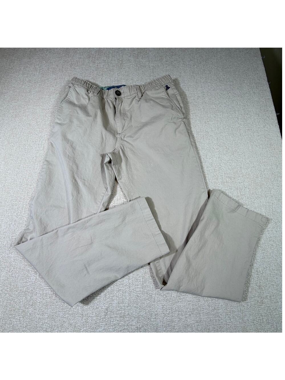 Chubbies Mens Large Khaki Elastic Waist Zip Front Casual Vacation Travel Pants